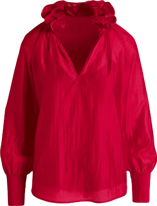 Ruffle Collar Blouse - Jester Red | Boston Proper | Boston Proper