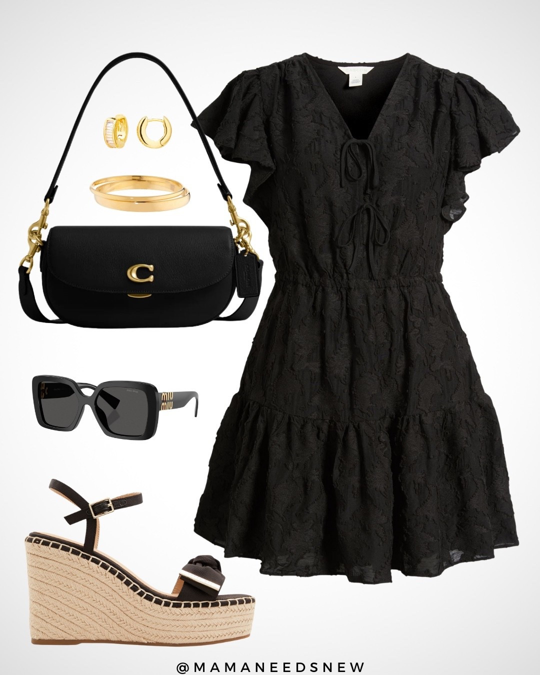 A summer outfit with a dress, shoulder bag, espadrille wedges 🖤

#LTKStyleTip #LTKShoeCrush #LTKSaleAlert