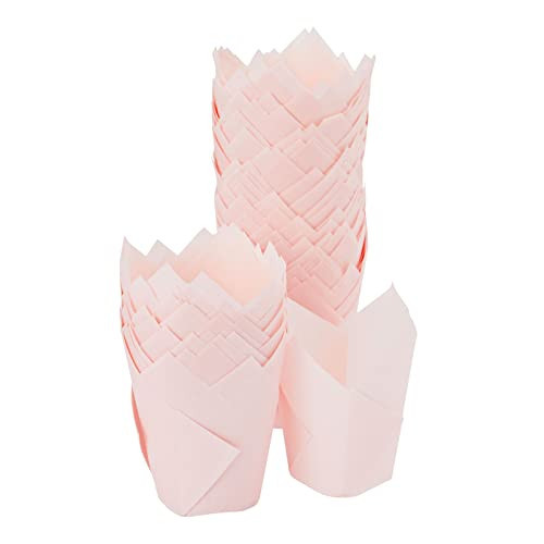 Juvale 100 Pack Tulip Pink Cupcake Liners, Medium Baking Cups, and Muffin Wrappers, Perfect for Birthday Parties, Weddings, Baby Showers, Bakeries, Catering, Restaurants | Amazon (US)