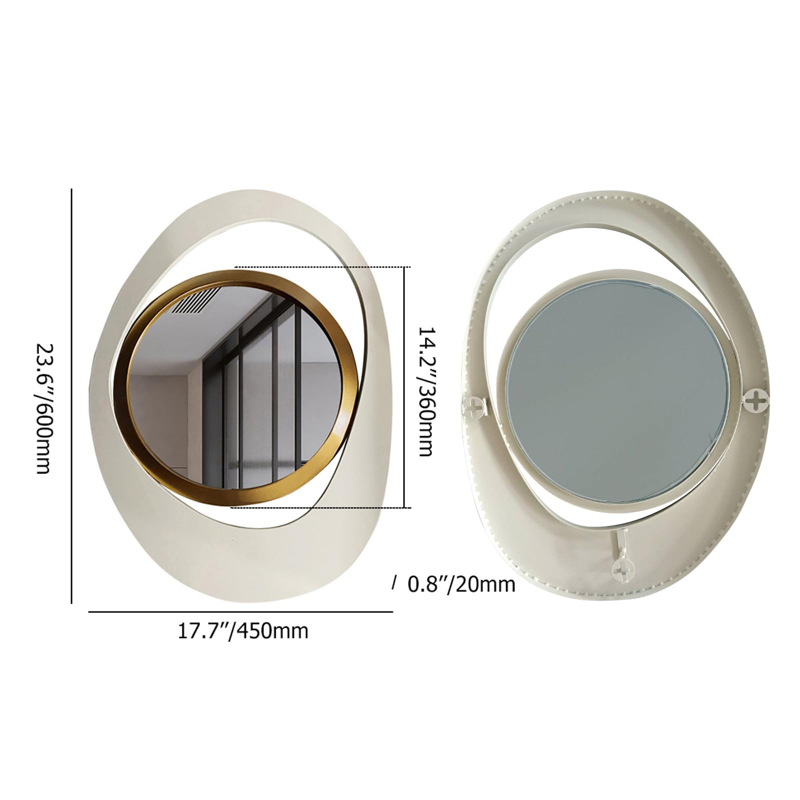 homary Geometry Decorative Wall Mirror Modern 23.6" Large Irregular Wall Mirror Decor Abstract Mi... | Amazon (US)