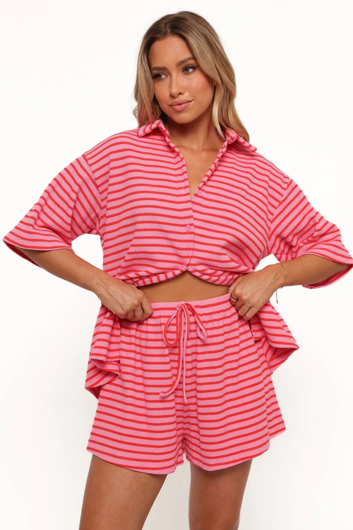 Alden Cotton Knit Set - Pink Red Stripe | Petal & Pup (US)