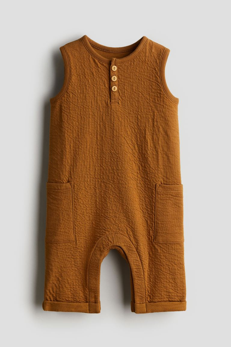 Crinkled Jersey Jumpsuit - Round Neck - Sleeveless - Brown - Kids | H&M US | H&M (US + CA)