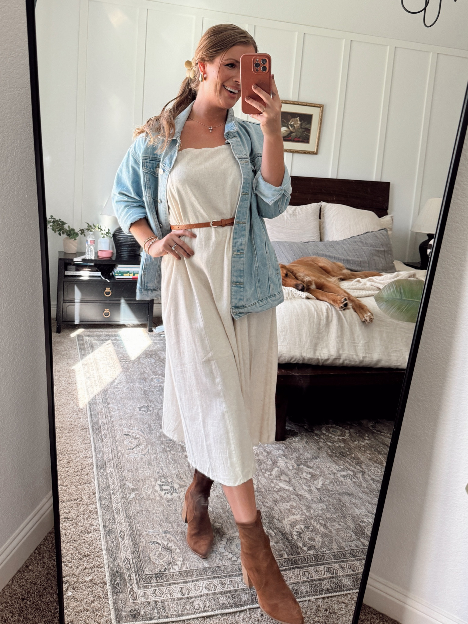Linen dress and oversized denim jacket 

#LTKStyleTip
