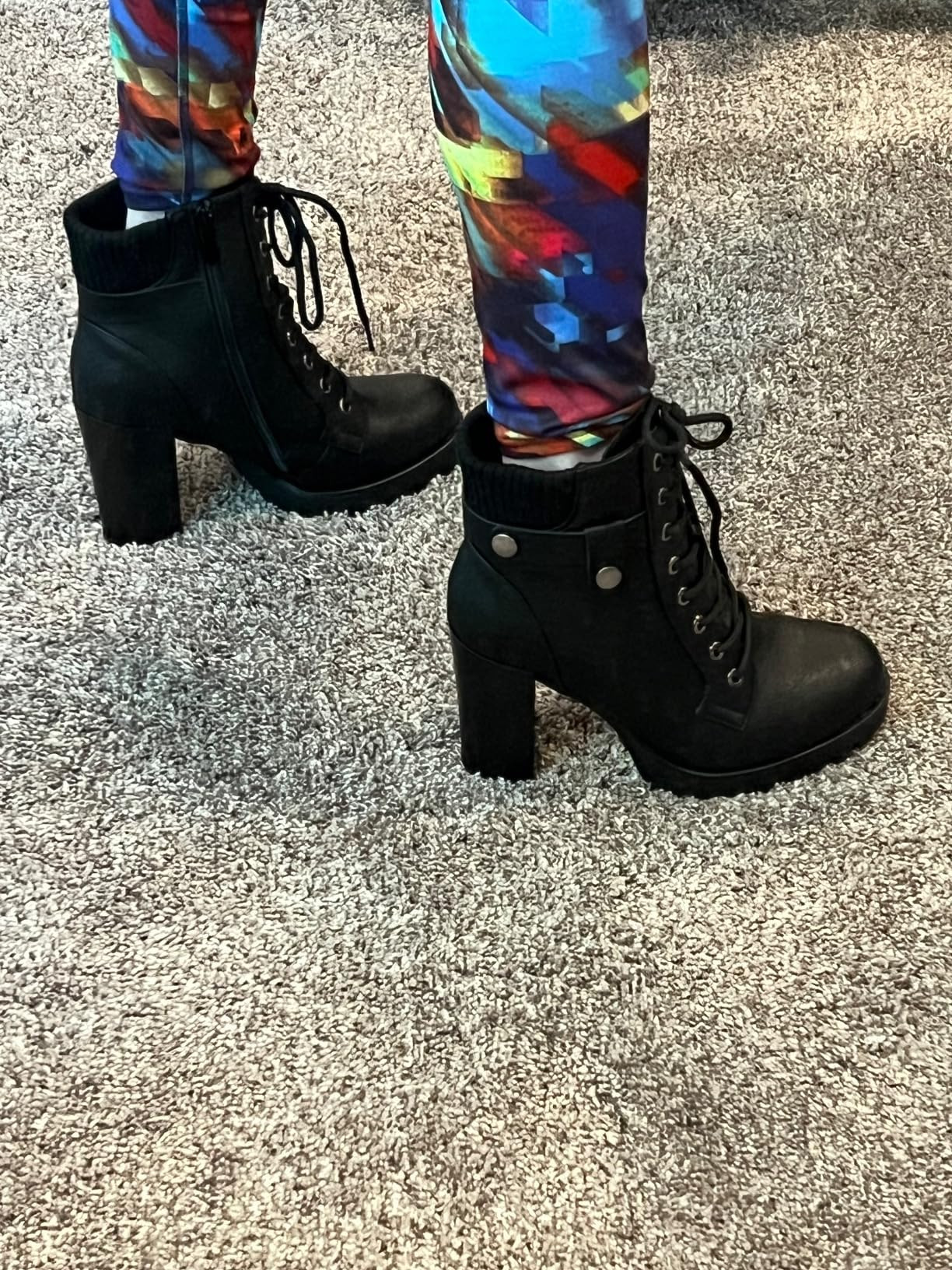 DREAM PAIRS Women's Lace up Combat Ankle Boots High Chunky Heel Fashion Heeled Booties Shoes | Amazon (US)