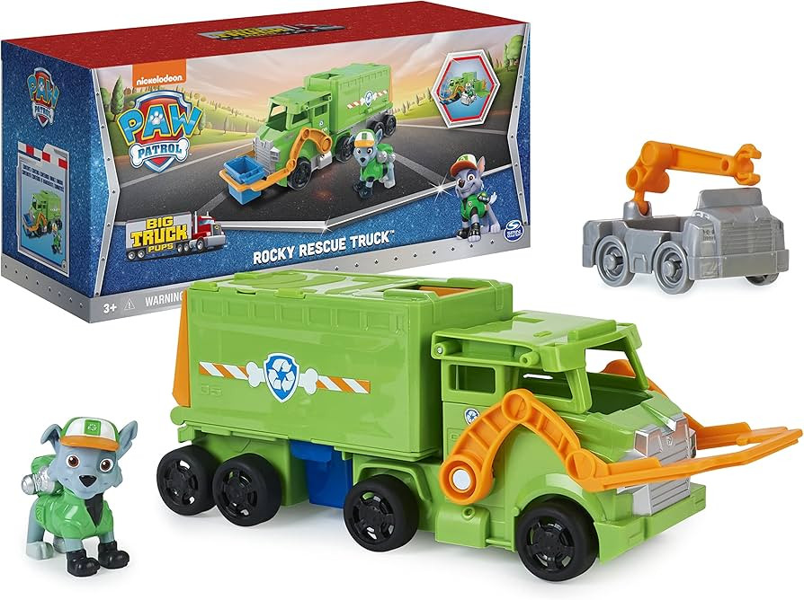 Paw Patrol, Big Truck Pup’s Rocky Transforming Toy Trucks with Collectible Action Figure, Kids ... | Amazon (US)
