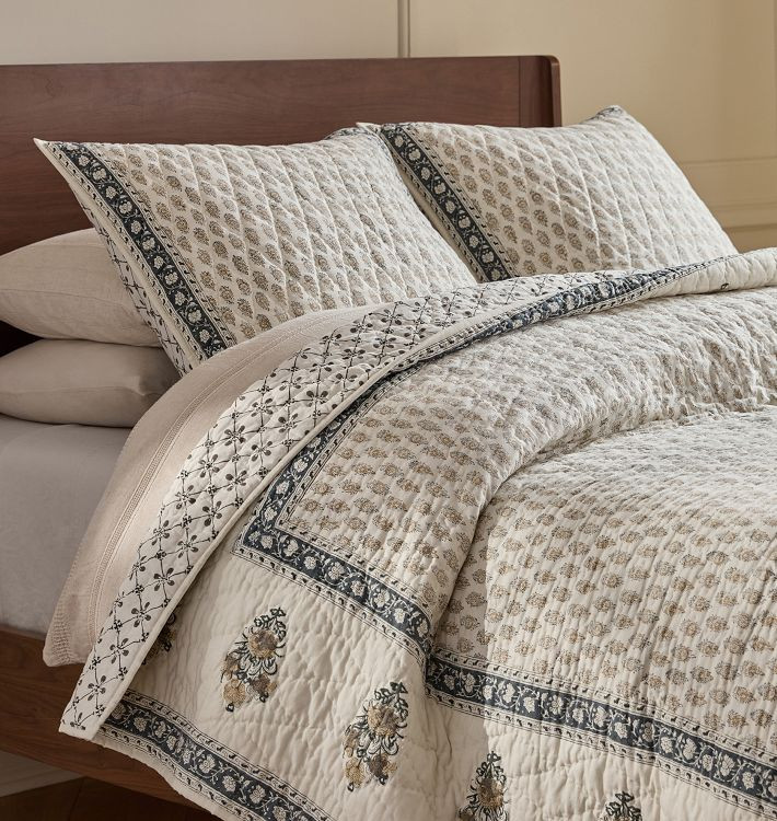 Bryleigh Botanical Block Print Quilt & Shams | Rejuvenation