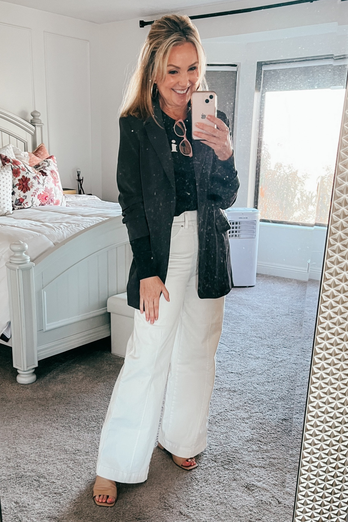 My birthday outfit! Heading to lunch! 
Spanx wide leg jeans - code CAMMIXSPANX, wearing size M  
Grey blazer
Sweater crew neck 

#LTKstyletip #LTKover40 #LTKworkwear