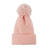Tickled Pink Women's Plush Knit Pom Beanie, One Size Pink | Amazon (US)
