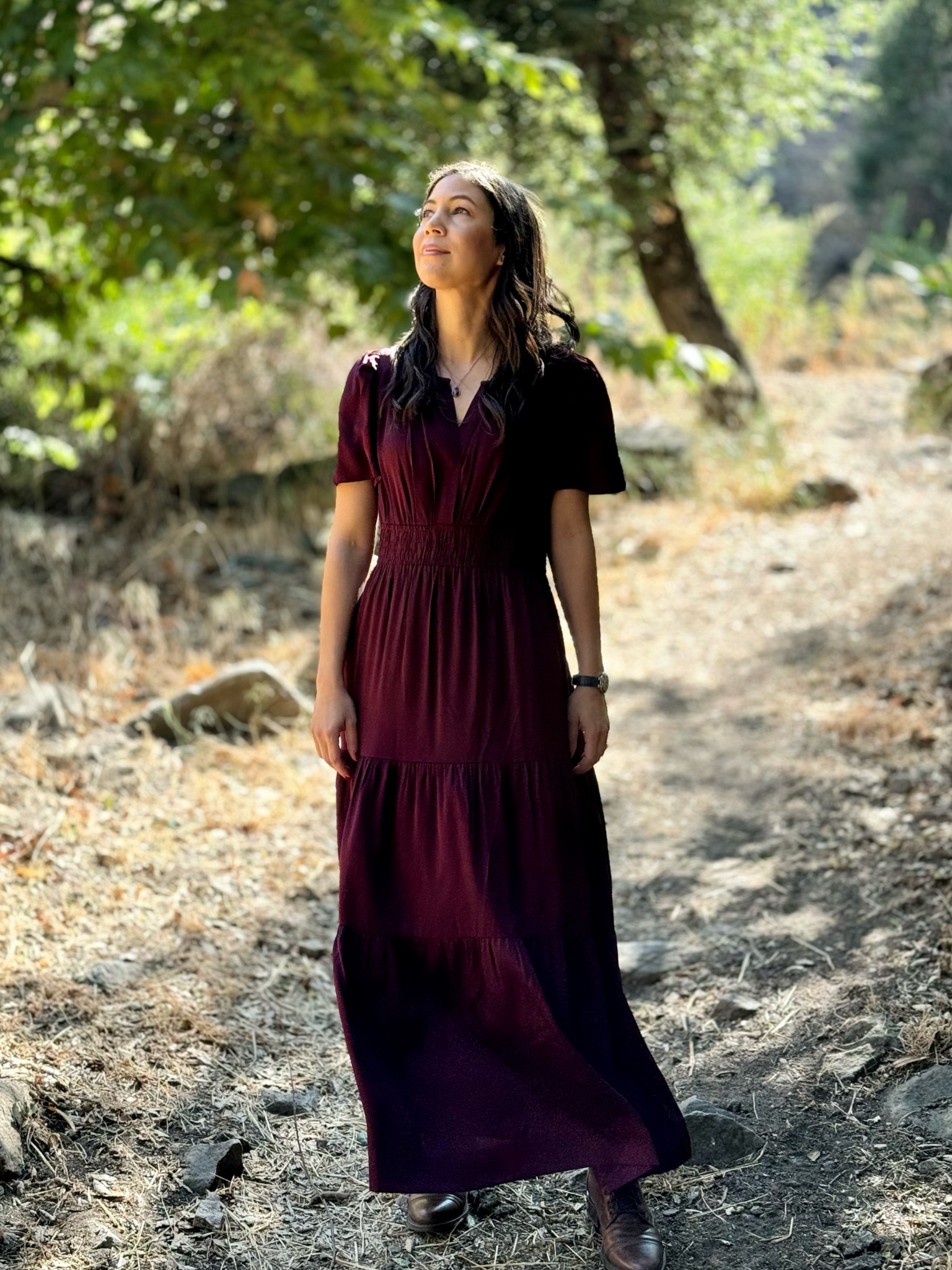 I recently spent a peaceful afternoon outdoors in this absolutely stunning **Washable Stretch Silk Tiered Maxi Dress**. 🍂✨ 

This dress has become one of my favorite go-to pieces, especially during this transitional season. The deep burgundy color is perfect for autumn, bringing warmth and elegance to any occasion. I love how the soft, flowing tiers add a romantic touch while still maintaining a relaxed, effortless look. The fabric is divine washable stretch silk which means it’s not only luxurious but also practical for day-to-day wear. This makes it an ideal piece for anyone who enjoys both comfort and refinement without the hassle of frequent dry cleaning. 

If you're looking for a timeless wardrobe staple that combines luxury with ease, I can't recommend this dress enough. What are your thoughts? How would you style it? Let me know in the comments! 


#DailyConnoisseur #TenItemWardrobe #ElegantStyle #WashableSilk #AutumnWardrobe

#LTKSeasonal #LTKFallSale #LTKStyleTip