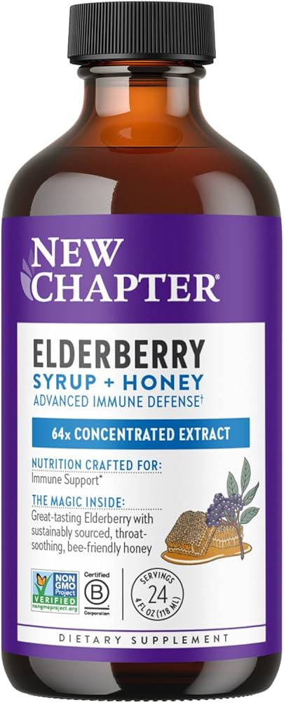 New Chapter Elderberry Syrup, 24 Servings, Immune Defense for Adults & Kids (2+), 64x Concentrate... | Amazon (US)
