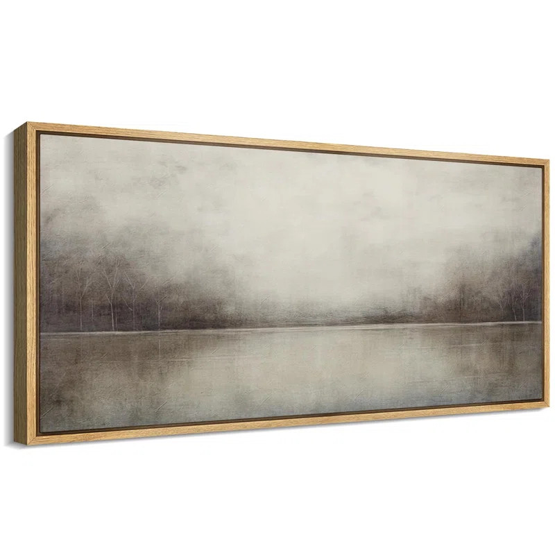 Minimal Landscape Tranquil Neutral Abstract Landscape Retro Moody Extra Large Framed Art Home Dec... | Wayfair North America
