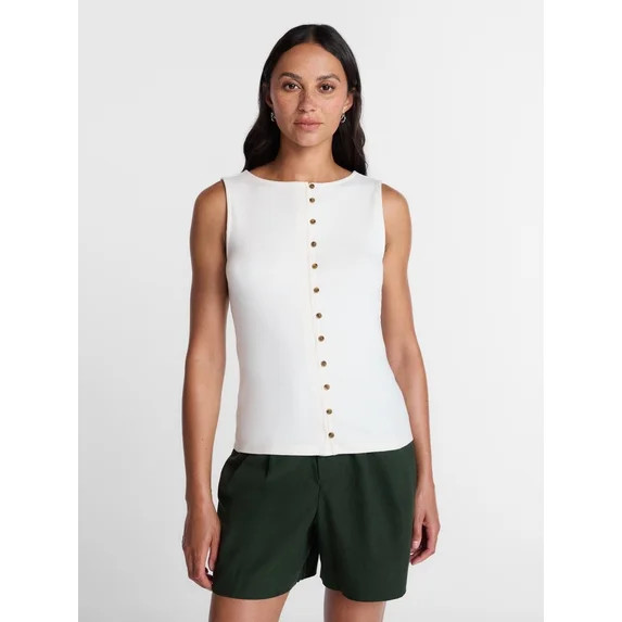 Time and Tru Women's Button Front Tank Top, Size XS-XXXL | Walmart (US)