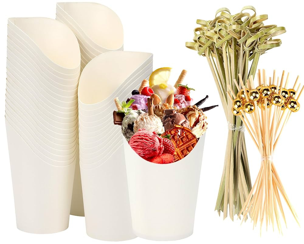 Moretoes 60pcs 12oz Charcuterie Cups With Sticks, 200pcs Cocktail Picks, White French Fry Holder,... | Amazon (US)