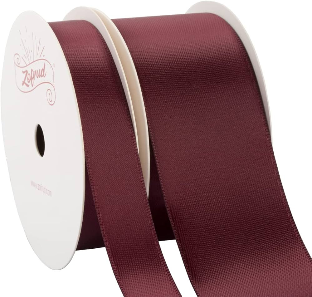 Zofrud 2 Rolls of Burgundy Double Faced Satin Ribbon - 20 Yards Total (5/8" and 1-1/2" x 10 Yds) ... | Amazon (US)