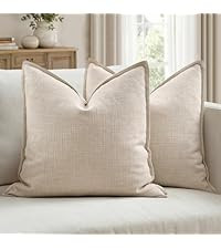 MIULEE Decorative Linen Euro Sham Pillow Covers 24x24 Natural Beige Boho Farmhouse Neutral Couch ... | Amazon (US)