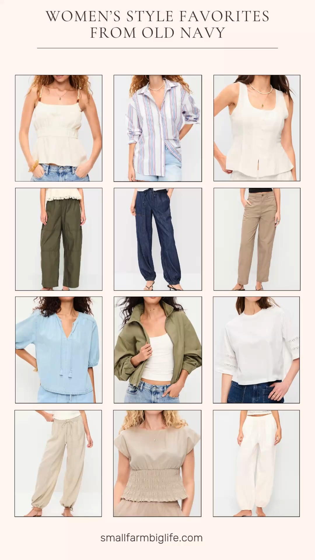 Old Navy is delivering such great spring and summer styles right now and the prices are unbeatable! From linen blend tops and utility pants to a beaded denim top, a smocked waist tank, a classic boyfriend shirt, and the cutest zip front utility jacket, these are the effortless and versatile pieces that work for so many different occasions. All the neutral and classic tones that mix and match beautifully together. Linking everything below! 

 #LTKootd #LTKOver40 #LTKSaleAlert