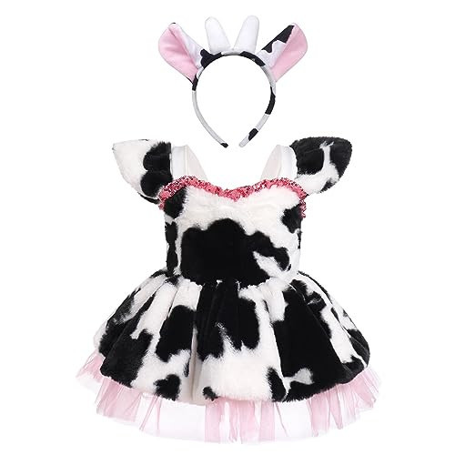 Cow Outfits for Baby Girl: Toddler Cows Halloween Costume Winter First Birthday Girl Outfit Cake Smash Dress Up Headband Western Cowgirl Photoshoot Infant Farm Animals Themed Party Pink 3-6 Months | Amazon (US)