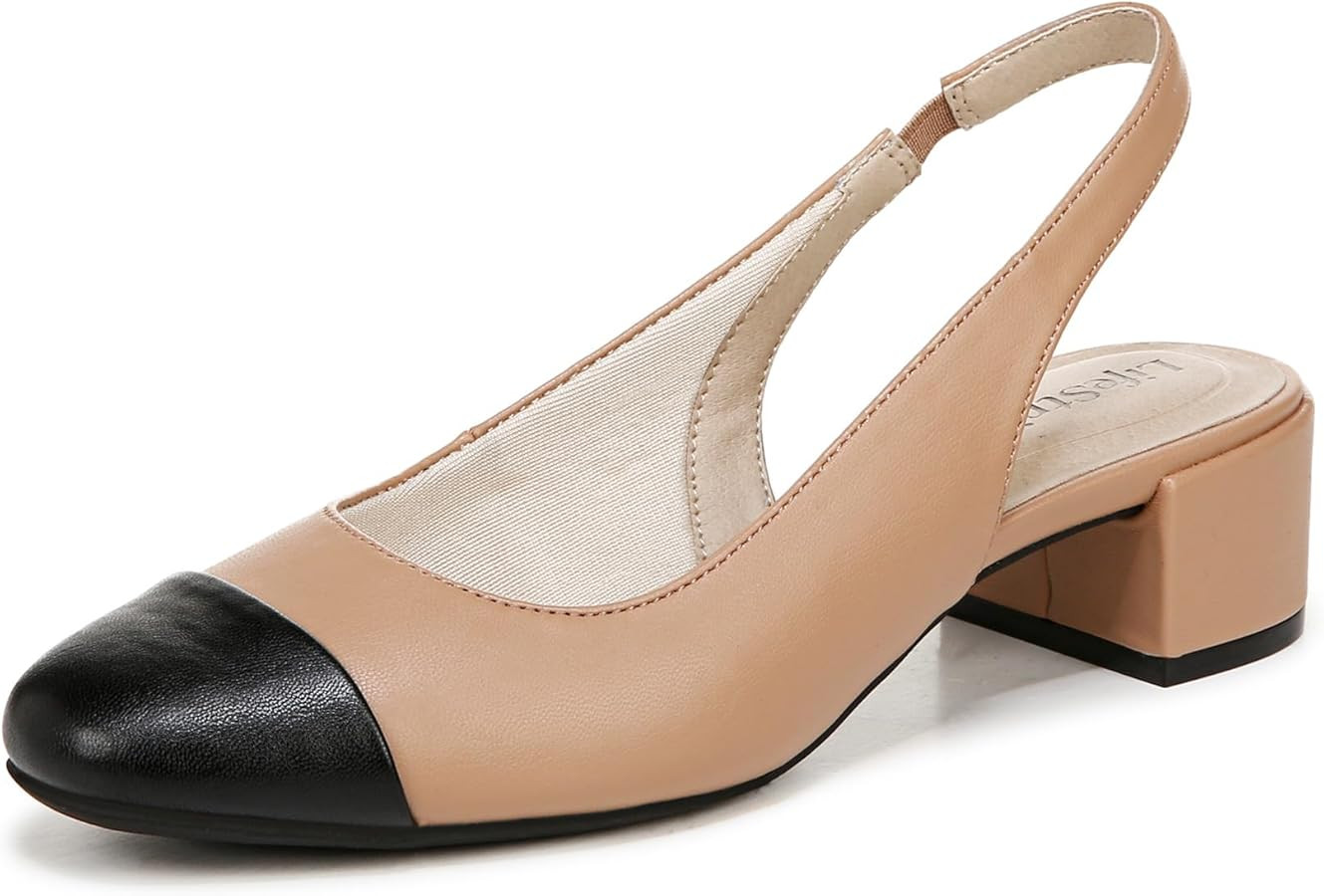 Amazon.com | LifeStride Womens Becoming Slingback Block Heel Pump Sienna/Black 9 M | Pumps | Amazon (US)