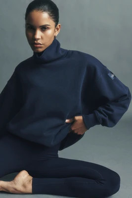 ALO | Hazy Mock Neck Pullover Top in Navy, Size: Large | Alo Yoga