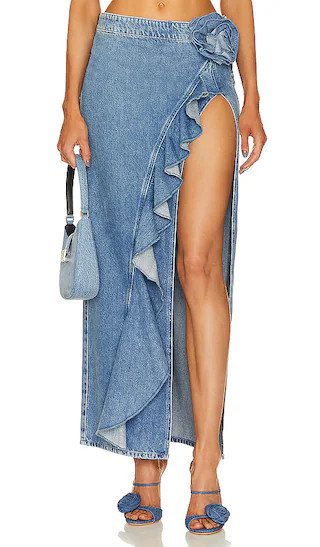 Marsella Rosette Maxi Skirt in Rose Bowl | Revolve Clothing (Global)