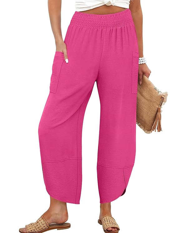 ANRABESS Womens Wide Leg Palazzo Capri Pants 2025 Summer Casual Loose High Waisted Lounge Flowy C... | Amazon (US)