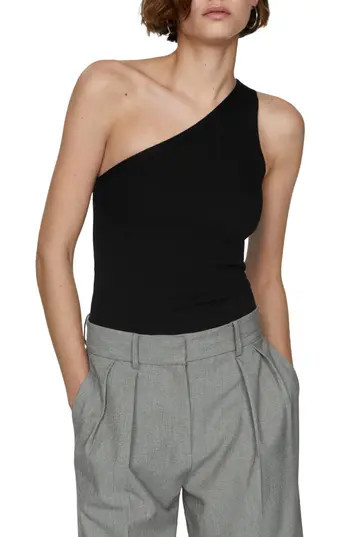 MANGO Asim One-Shoulder Top in Black at Nordstrom Rack, Size X-Large | Nordstrom Rack