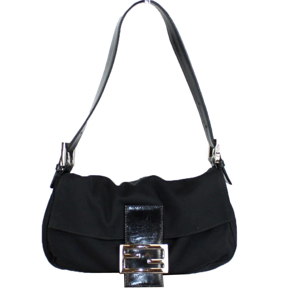 Mini Black Nylon Baguette | Keeks Designer Handbags