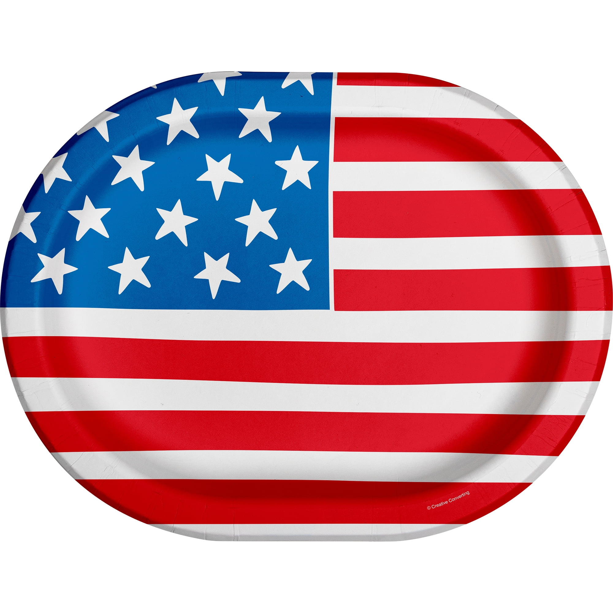 Patriotic Flag Disposable Paper Plates, 9.5" x 12", Red/White/Blue, 8 Count, by Way To Celebrate | Walmart (US)