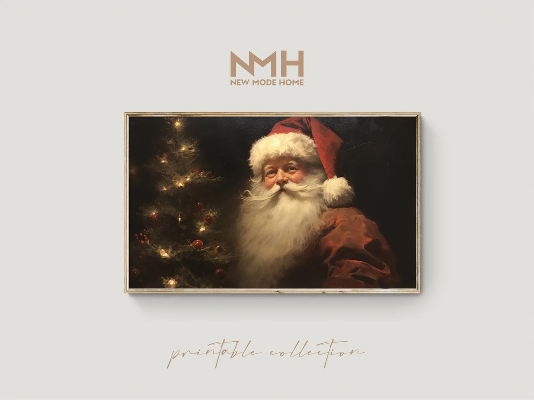 Santa Portrait / Frame TV Art / Vintage Oil Painting / Christmas / Holiday Printable Artwork / Do... | Etsy (CAD)