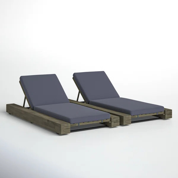 Donnie 39'' Outdoor Acacia Chaise Lounge (Set of 2) | Wayfair North America