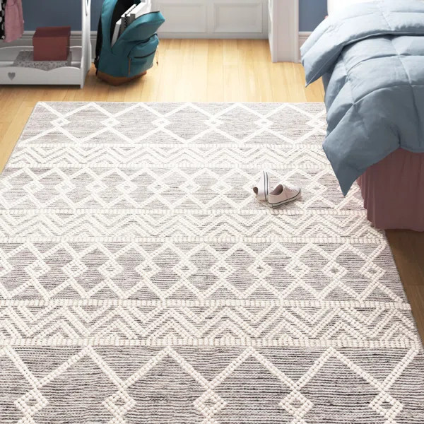 Latrissa Moroccan Flatweave Wool Charcoal/Cream Area Rug | Wayfair North America