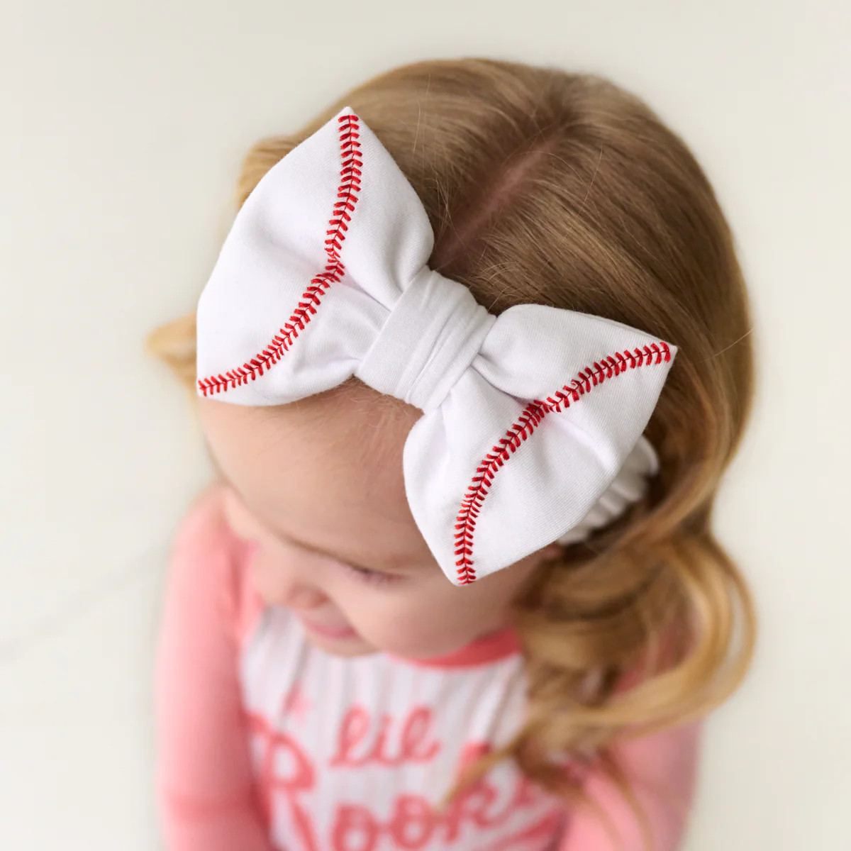 Embroidered Baseball Luxe Bow Headband | Little Sleepies