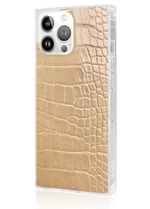 SQUARE® Tan Crocodile Faux Leather iPhone Case | FLAUNT