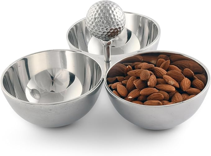 Vagabond House Arthur Court Golf Theme Nut and Dip Bowl with Three Sections - Exquisite Metal Ser... | Amazon (US)