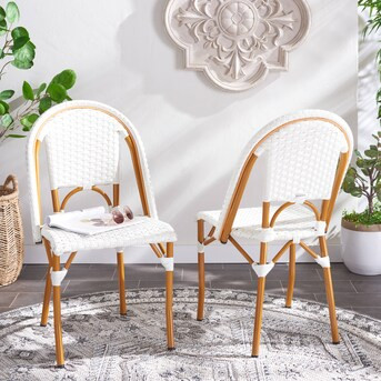 Safavieh Patio Set of 2 Wicker Frame Stationary Balcony Chair(s) with Woven Seat | Lowe's