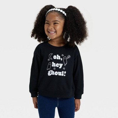 Toddler Girls' Halloween French Terry Pullover - Cat & Jack™ Black 5T | Target