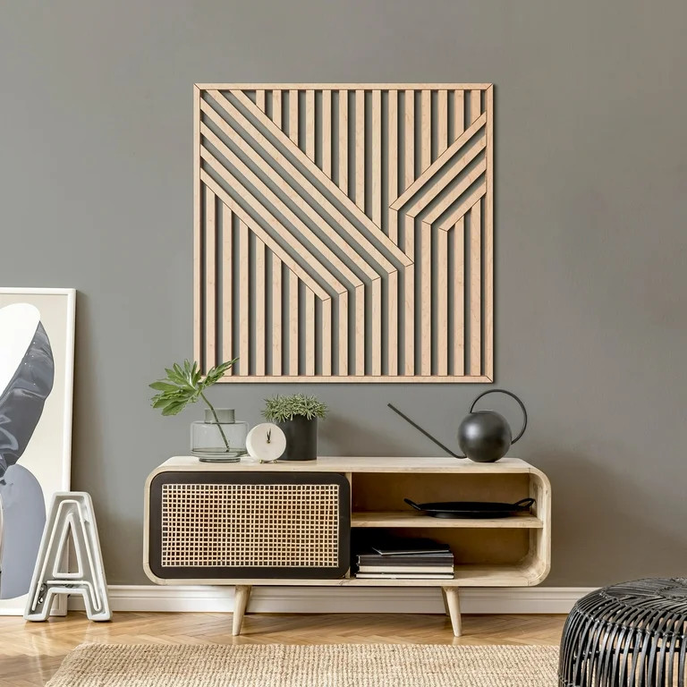 Abstract Wood Wall Art- Modern Geometric Wooden Wall Hanging- Large Wall Art | Walmart (US)
