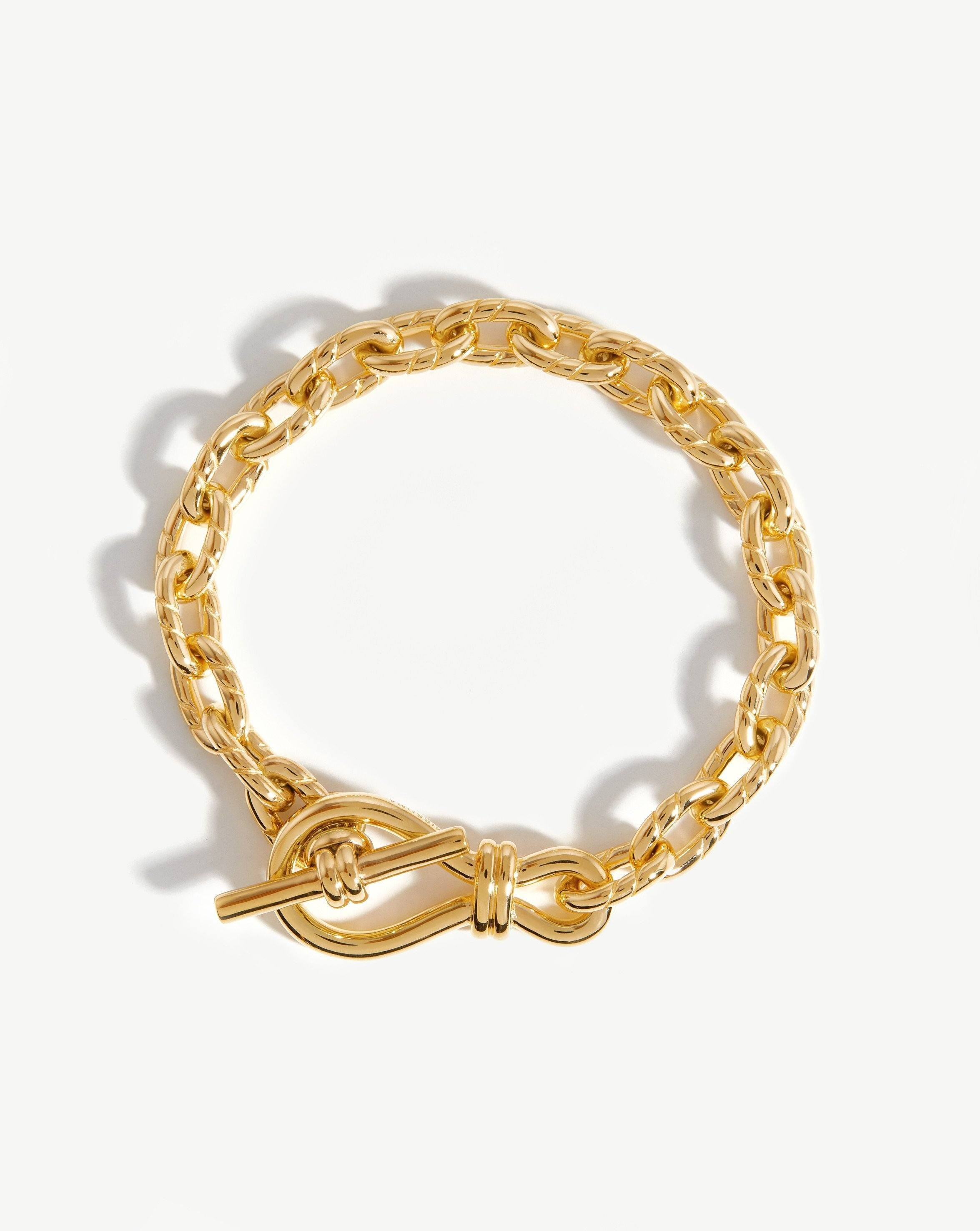 Twisted Link T-Bar Chain Bracelet 18ct Gold Plated | Missoma