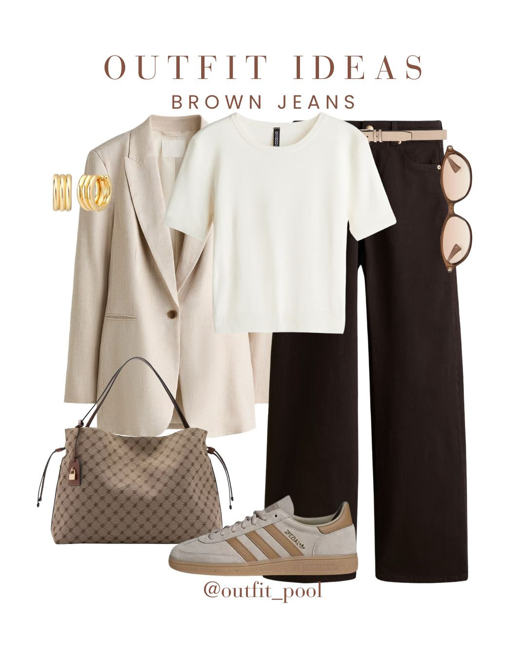 Brown jeans = the neutral staple you need 🤎✨ Styled these brown jeans in multiple ways to show how versatile and chic they are — the perfect switch-up from classic blue denim 🙌 🤍 Pair with neutrals for an elevated tonal look 🖤 Add black for a sleek, sophisticated vibe 💙 Mix with stripes/denim for a casual everyday outfit (Brown jeans outfit inspo, Neutral outfit ideas, Casual chic styling, Business Casual Style, Casual Chic Outfit, Smart Casual Outfit, Neutral Outfit Ideas, Capsule Wardrobe Staples, Street Style Outfit, Street Style Denim, Outfit Inspiration) 

 #LTKdayinmylife #LTKgrwm #LTKootd