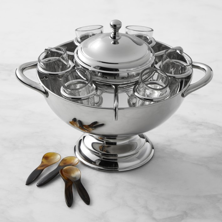 Stainless-Steel Caviar Dishes with Vodka Shot Glasses | Williams-Sonoma