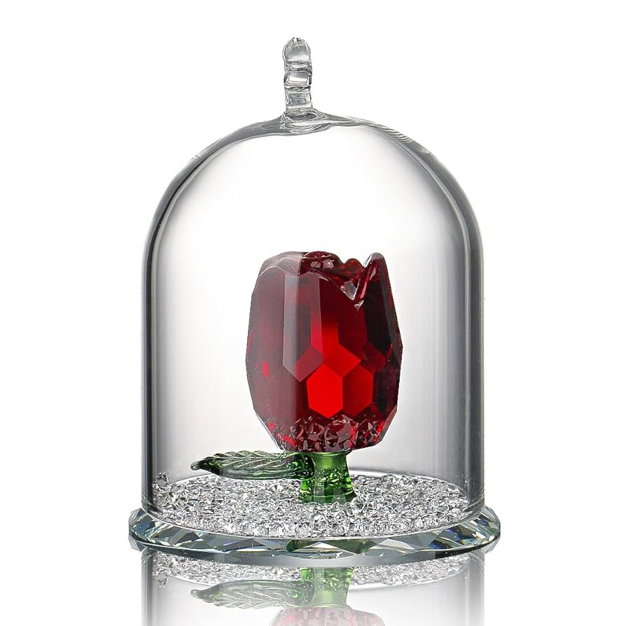 H&D HYALINE & DORA H&D Crystal Rose Flower Figurine Dreams Ornament in a Glass Dome Gifts for her... | Amazon (US)