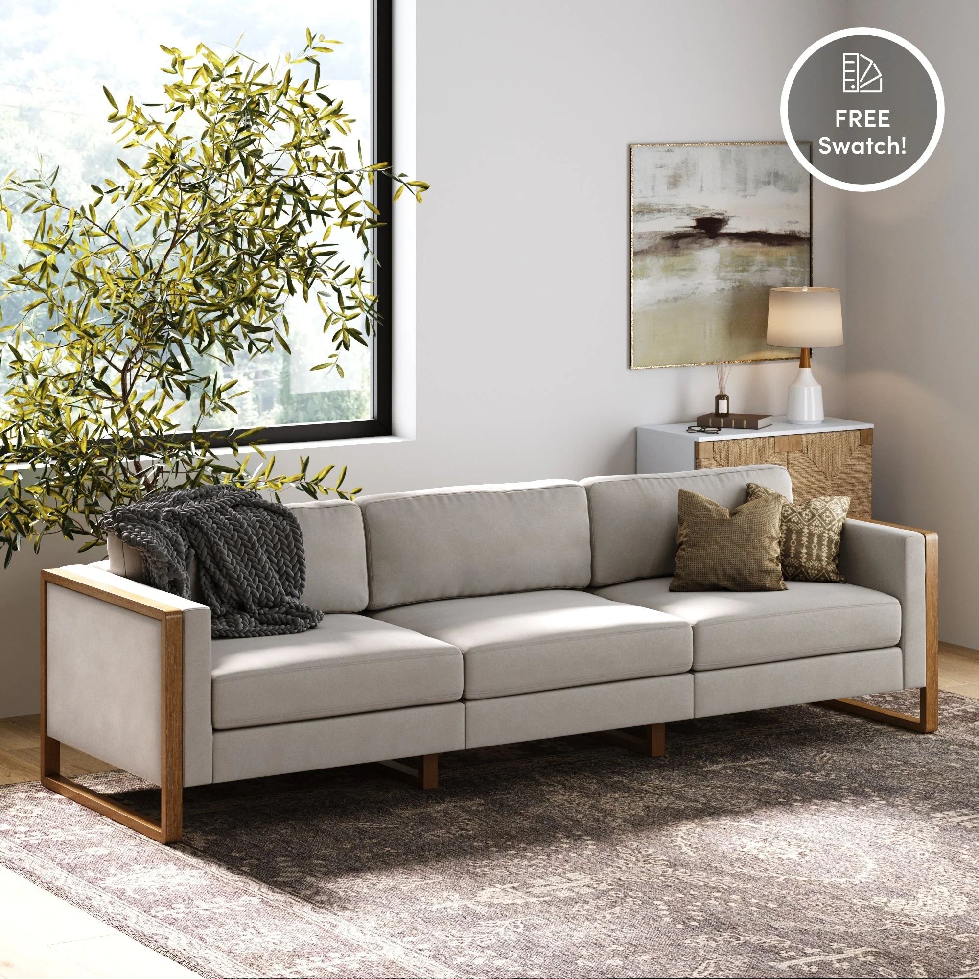 Modern Upholstered 3-Seat Wood Frame Sofa | Nathan James