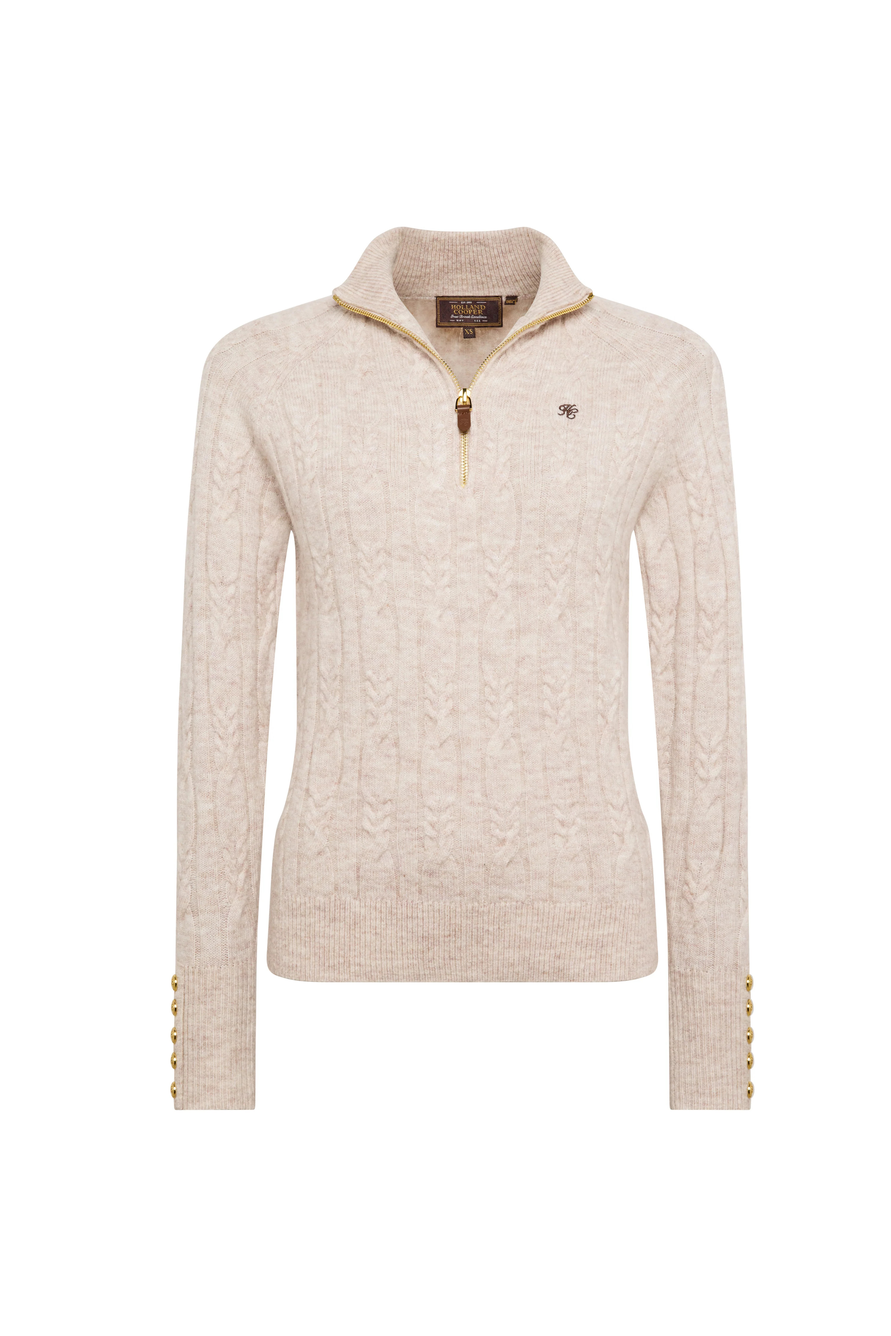 Bridget Quarter Zip Knit (Barley) | Holland Cooper