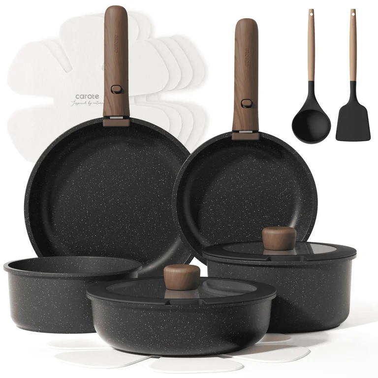 Carote 15 Pcs Nonstick Cookware Sets, Granite Non Stick Pots and Pans with Removable Handle, Indu... | Walmart (US)
