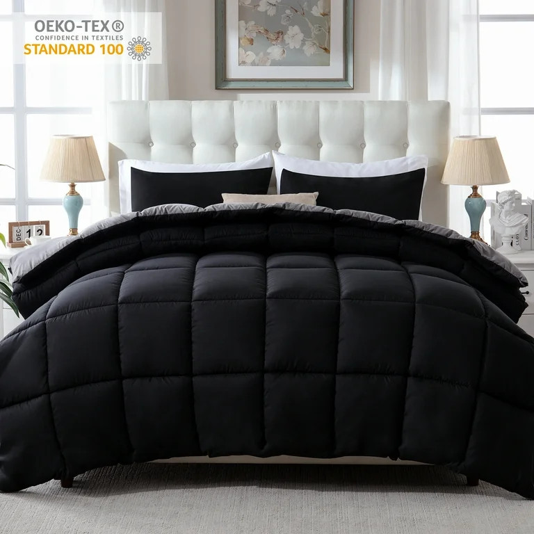 WhatsBedding 2 Pieces Bed In a Bag Comforter Set Duvet Insert,Reversible,Black/Grey,Twin | Walmart (US)