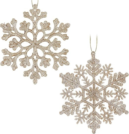 30PCS Christmas Glitter Snowflake Ornaments Plastic Snowflakes Ornaments-Xmas Tree Decorations,4.... | Amazon (US)