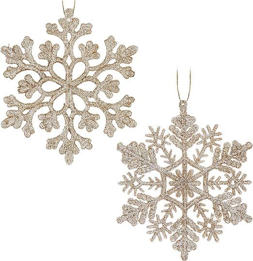 30PCS Christmas Glitter Snowflake Ornaments Plastic Snowflakes Ornaments-Xmas Tree Decorations,4.... | Amazon (US)