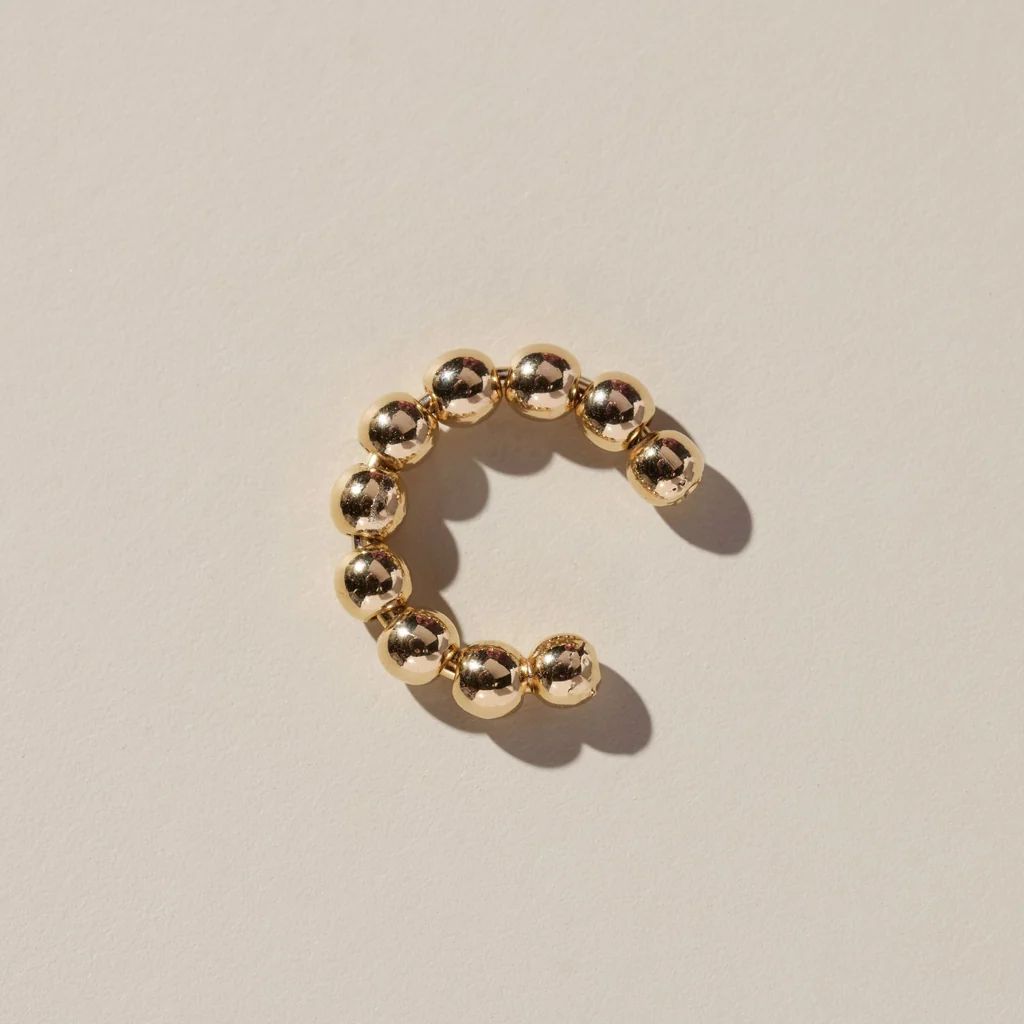 Chunky Beaded Ear Cuff | Nickel and Suede