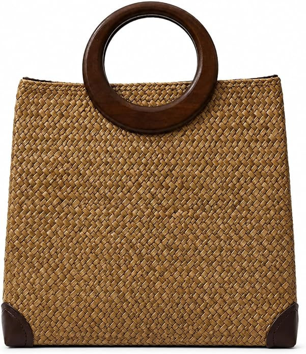 Hand-woven Straw Bag Women Summer Beach Handbag Purse Retro Rattan Tote Clutch Travel Bag with Wo... | Amazon (US)