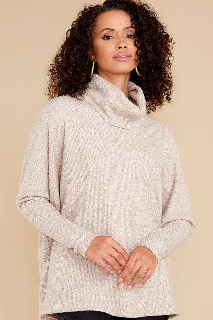 Chic Warmth Taupe Turtleneck Sweater | Red Dress 